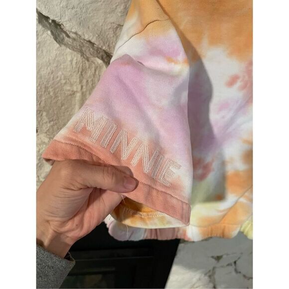 Disney Womens Multicolor Tie Dye Minnie Mouse Embroidered Cropped Sweatshirt XL - Picture 4 of 6